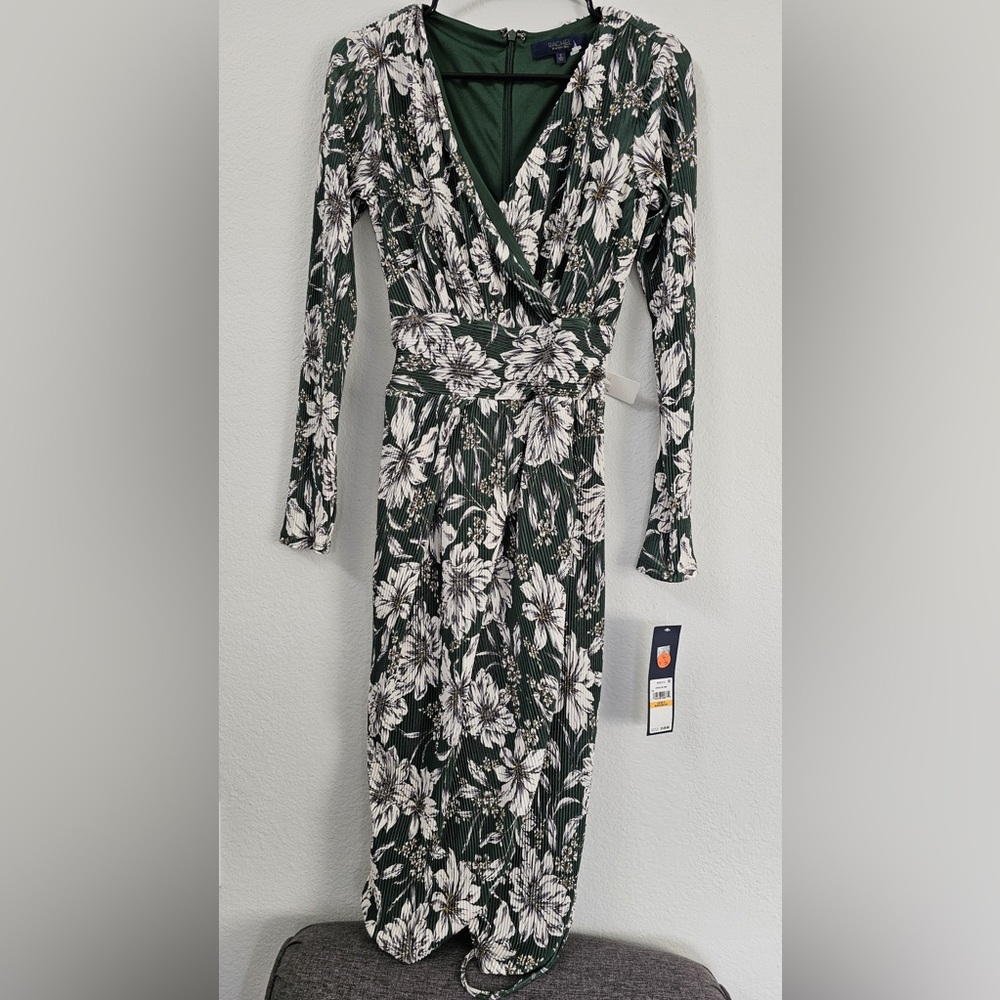 Floral Wrap Dress in Green and White